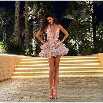 Aurelia Halter Dress – Wild Bloom, Bare Beauty