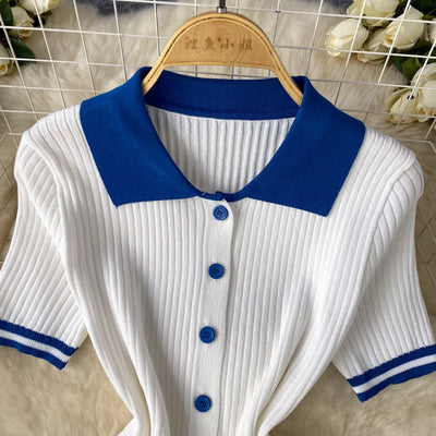 Luna Pleat Polo Set – Knit Mini Two-Piece