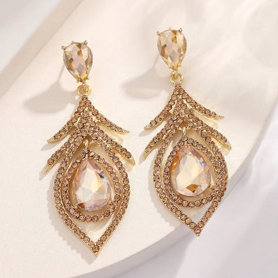 Rosy Crystal Drop Earrings