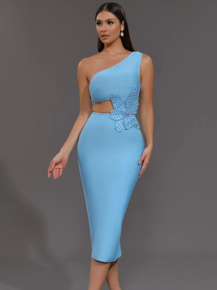 Elise One-Shoulder Dress – Pearl Sky Edition