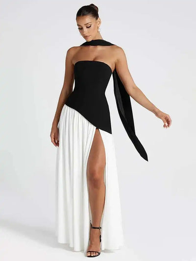 Siena Strapless Maxi Dress – Split Flame Edition
