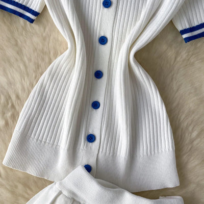 Luna Pleat Polo Set – Knit Mini Two-Piece