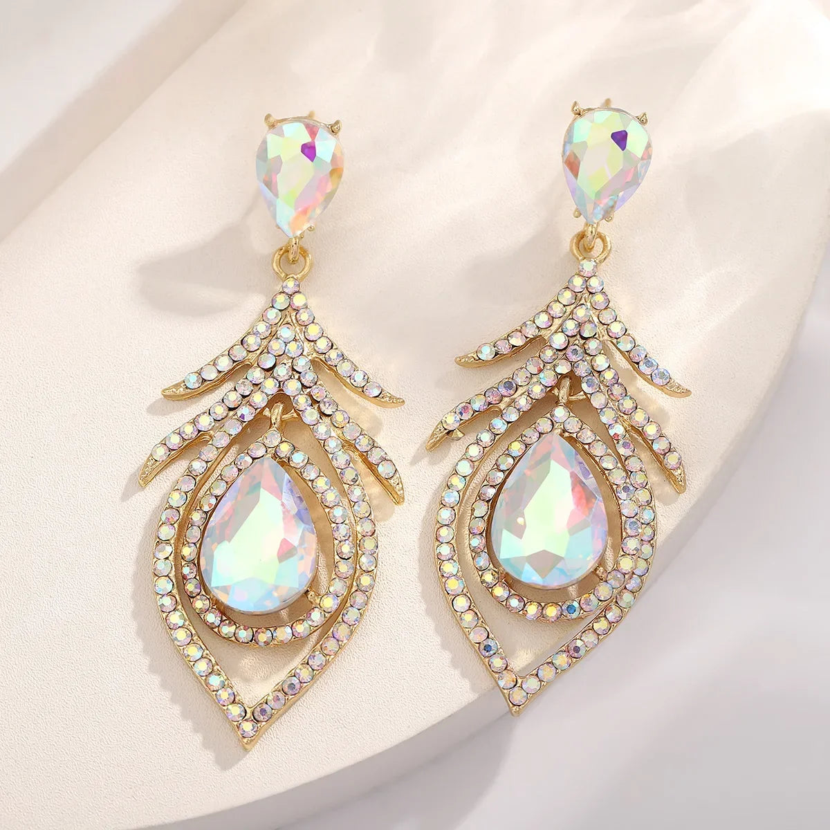 Rosy Crystal Drop Earrings