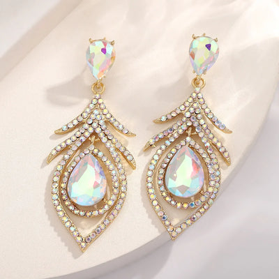Rosy Crystal Drop Earrings