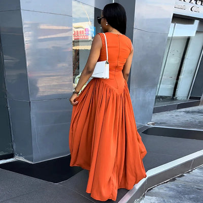 Midnight Muse – Hollow-Out Sleeveless Maxi Dress