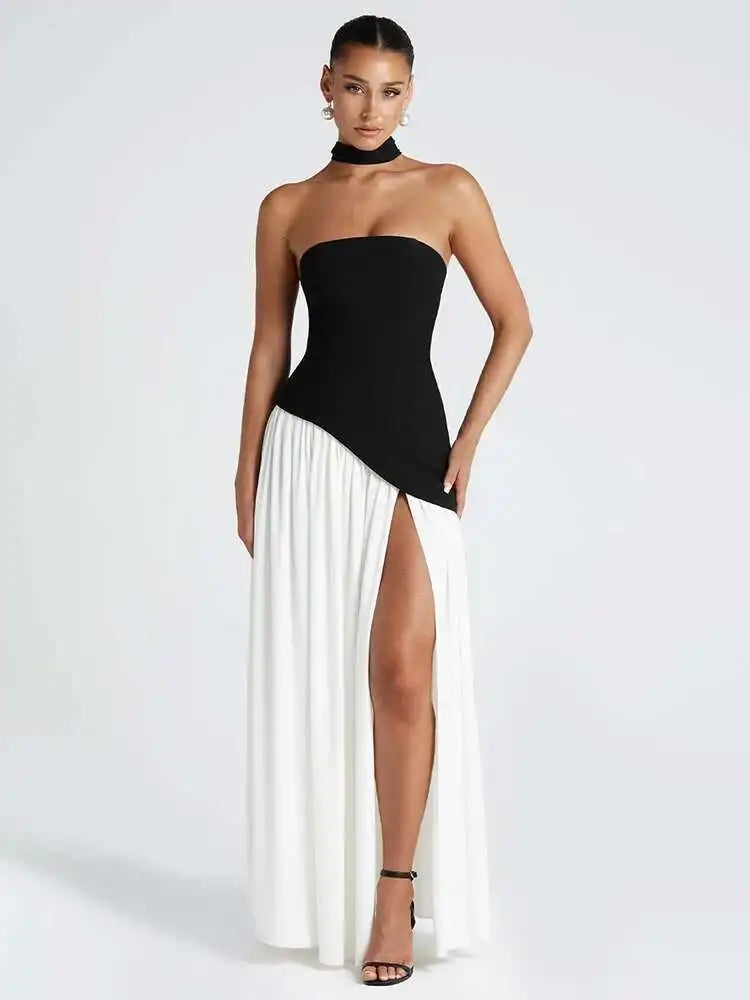 Siena Strapless Maxi Dress – Split Flame Edition