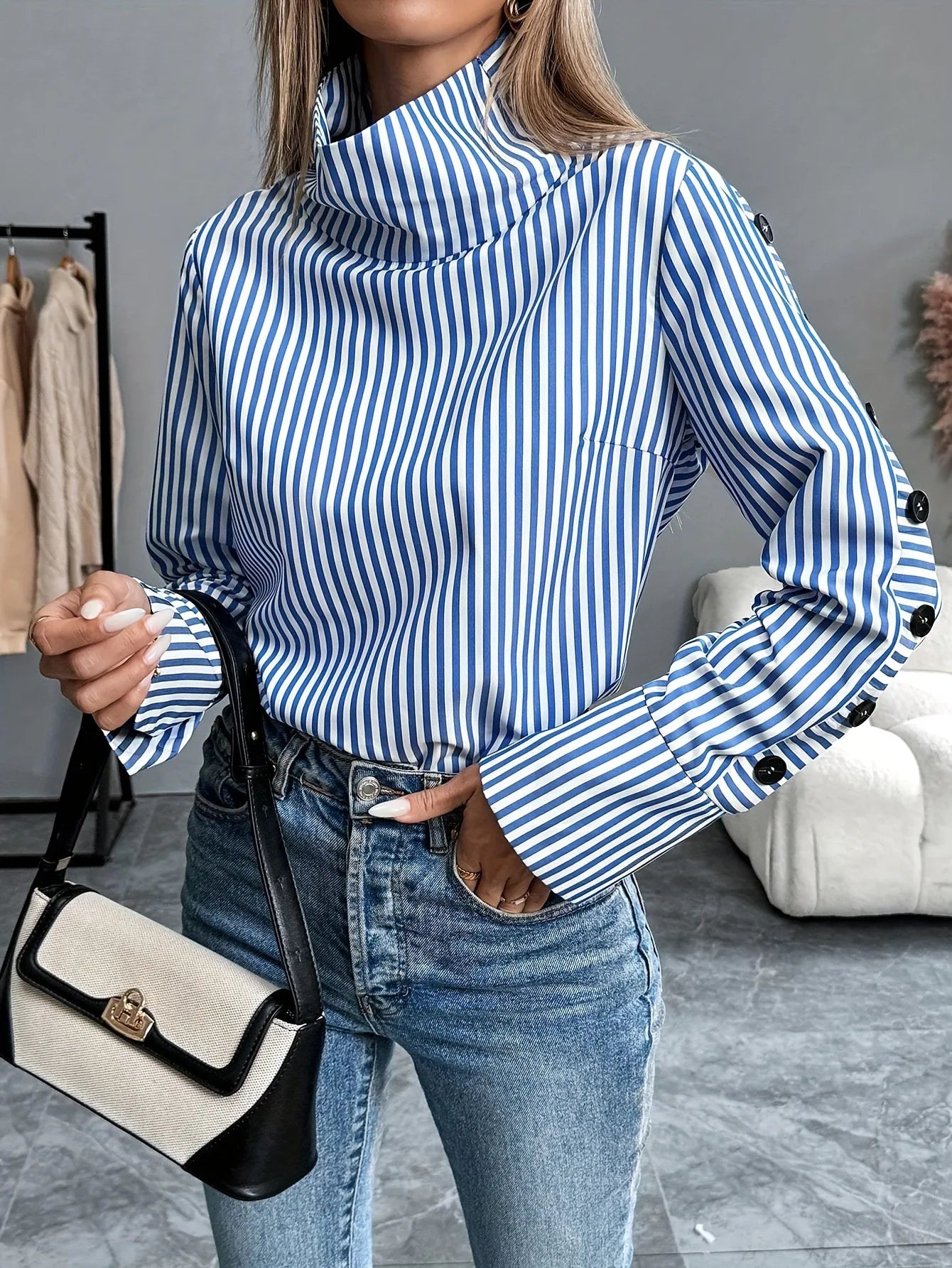 Elise Stripe Splice Blouse
