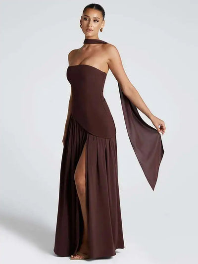 Siena Strapless Maxi Dress – Split Flame Edition