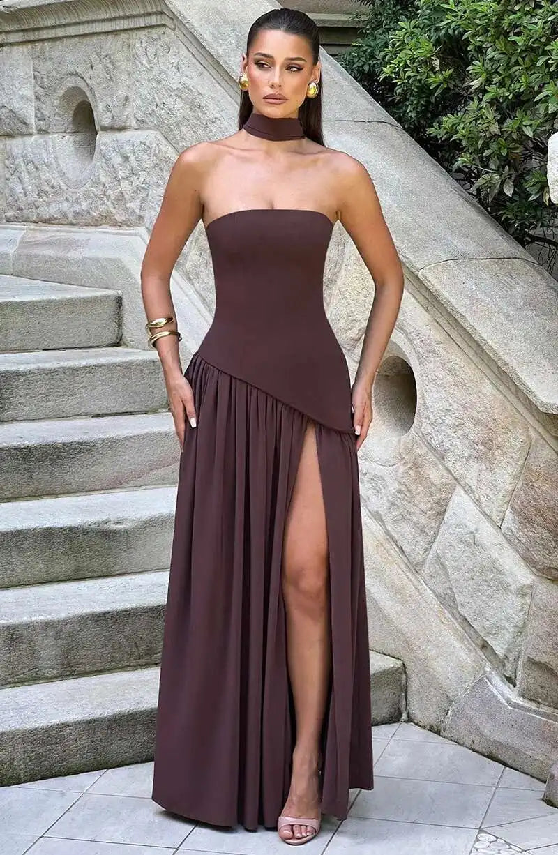 Siena Strapless Maxi Dress – Split Flame Edition