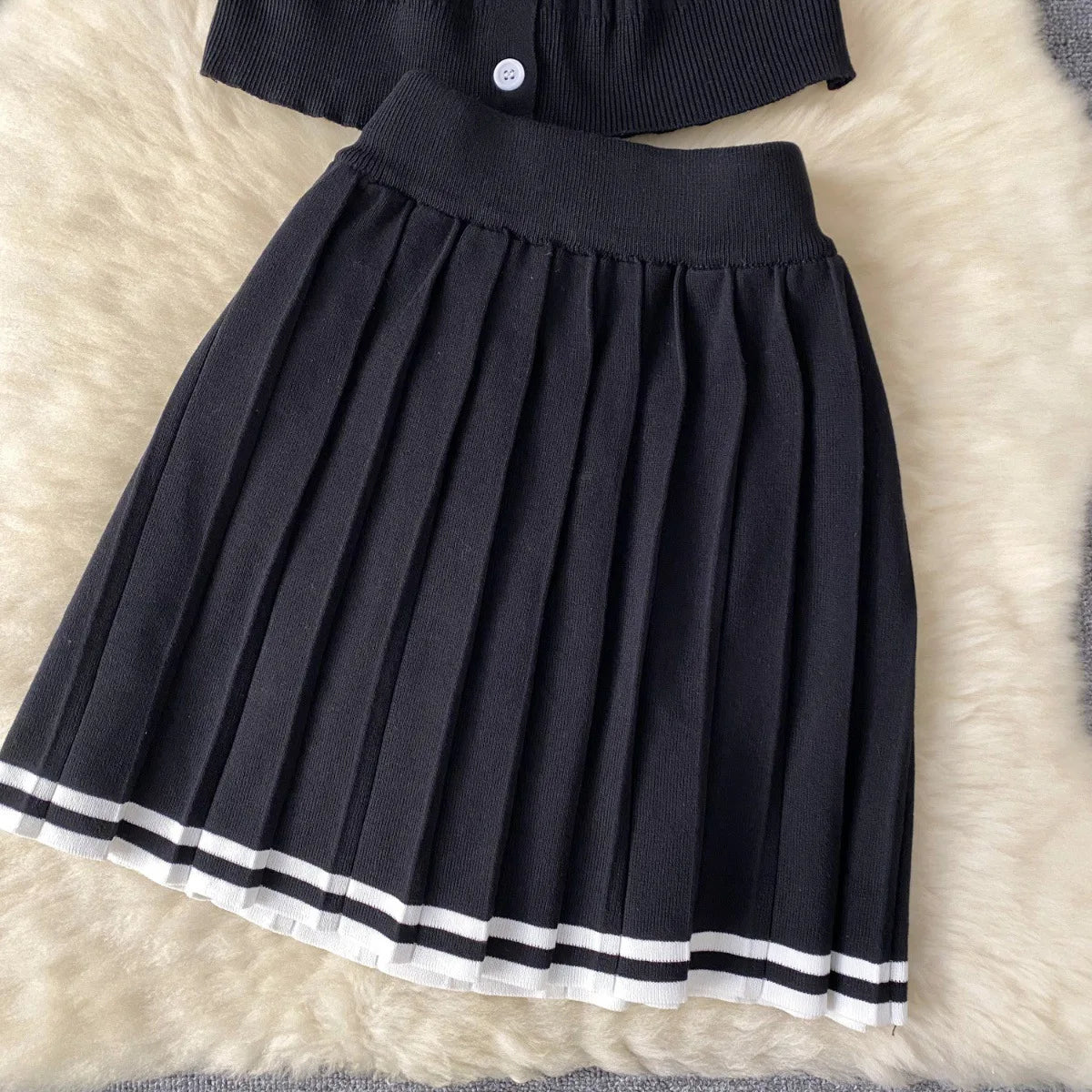 Luna Pleat Polo Set – Knit Mini Two-Piece