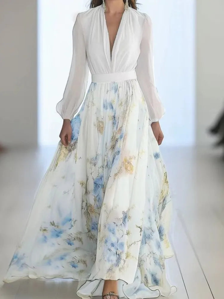 Lunara Deep V Maxi – Effortless Allure for Every Escape