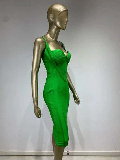 Zaria Backless Midi Dress – Emerald Edition