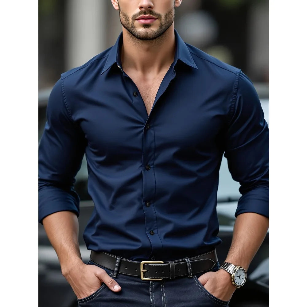 NoirFlex Classic Shirt – Men's Stretch Edition