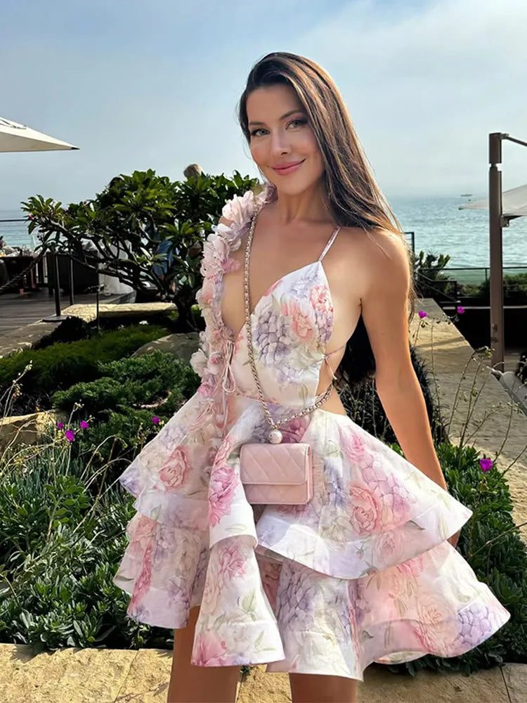 Aurelia Halter Dress – Wild Bloom, Bare Beauty