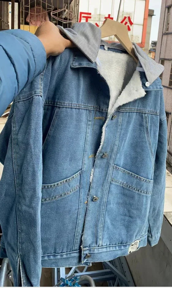 Nova Zip-Up Denim Hoodie Coat