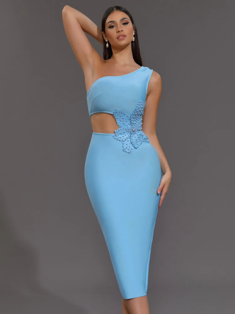 Elise One-Shoulder Dress – Pearl Sky Edition